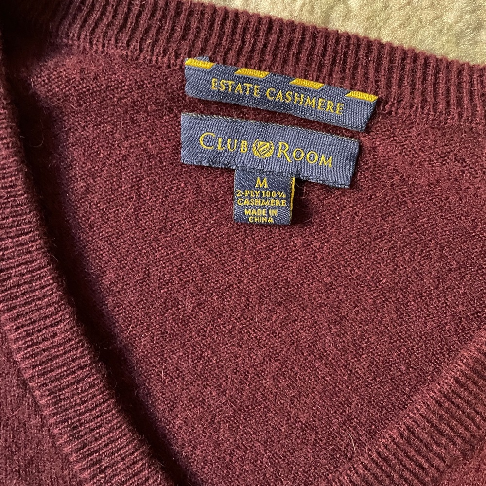 Club Room Estate cashmere sweater burgundy M - Picture 2 of 2